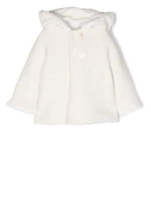 Tartine Et Chocolat button-up hooded knitted jacket - White