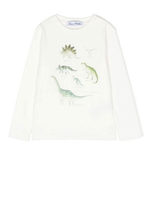 Tartine Et Chocolat dinossaur-motif cotton T-shirt - White