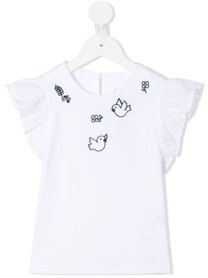Tartine Et Chocolat embroidered-bird detail T-shirt - White
