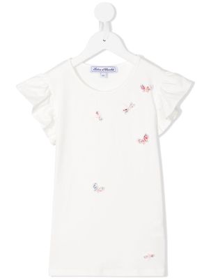 Tartine Et Chocolat embroidered-butterfly detail T-shirt - White
