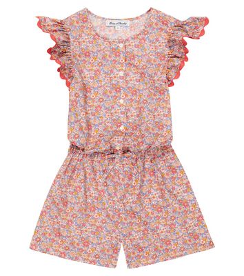 Tartine et Chocolat Embroidered floral cotton playsuit