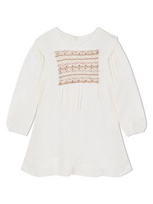 Tartine Et Chocolat embroidered-motif smocked minidress - White