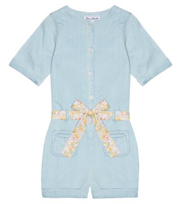 Tartine et Chocolat Floral belted chambray playsuit
