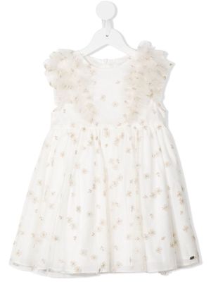 Tartine Et Chocolat floral-embroidered ruffled dress - White