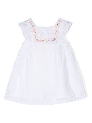 Tartine Et Chocolat floral-embroidered sleeveless dress - White