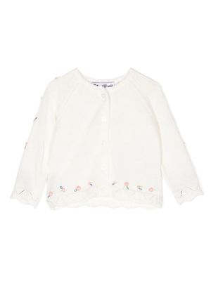 Tartine Et Chocolat floral-embroidery cardigan - White