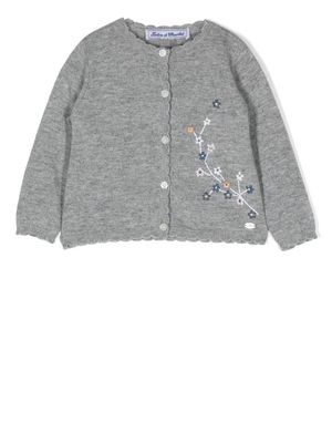 Tartine Et Chocolat floral embroidery knitted cardigan - Grey