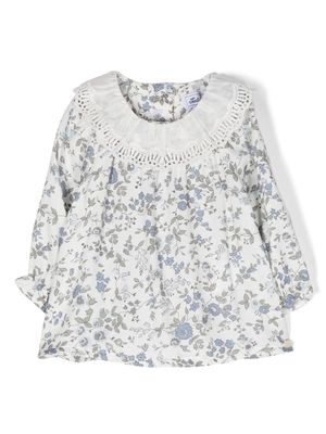 Tartine Et Chocolat floral-print scallop-collar blouse - White