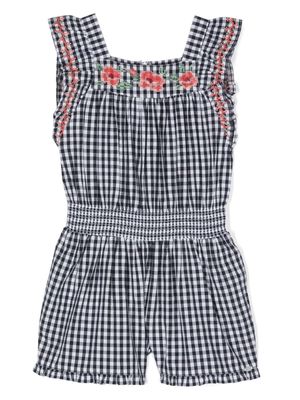 Tartine Et Chocolat gingham-check embroidered playsuit - Blue