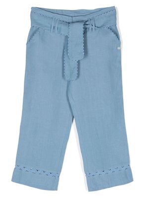 Tartine Et Chocolat knitted-inserts linen trousers - Blue