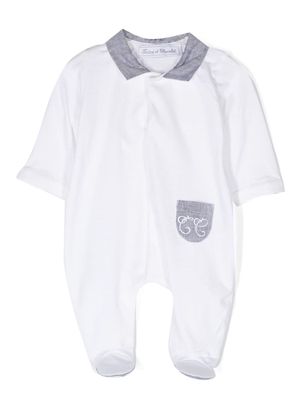 Tartine Et Chocolat logo-embroidery contrasting-collar pajama - White