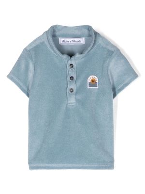 Tartine Et Chocolat patch-detail terry-cloth polo shirt - Blue