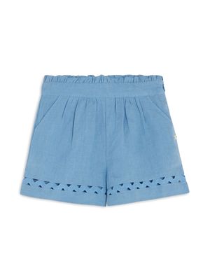 Tartine Et Chocolat perforated-detail linen shorts - Blue