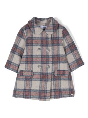 Tartine Et Chocolat plaid check-print double-breasted coat - Blue