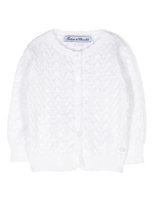 Tartine Et Chocolat pointelle-knit cotton-blend cardigan - White