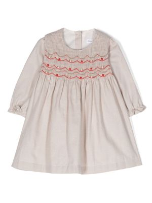 Tartine Et Chocolat rose-embroidered checked minidress - Neutrals
