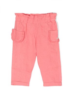 Tartine Et Chocolat ruffled-detailing linen trousers - Pink