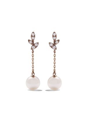 TASAKI 18kt rose gold Collection Line Kugel pearl and diamond earrings