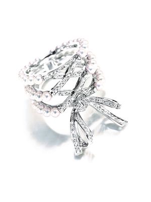 TASAKI 18kt white gold Collection Line Corset diamond ring - Silver