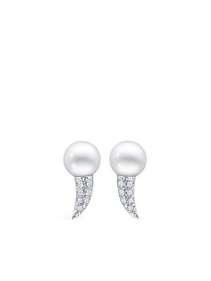 TASAKI 18kt white gold Collection Line Danger Fang pearl earrings - Silver