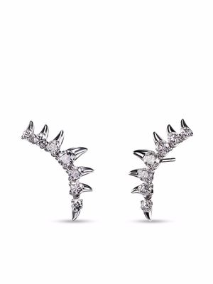 TASAKI 18kt white gold Collection Line Danger gulper diamond stud earrings - Silver