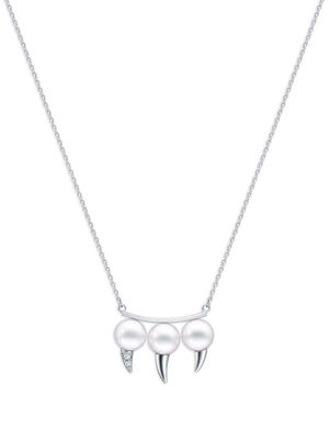 TASAKI 18kt white gold Collection Line Fang pearl necklace - Silver