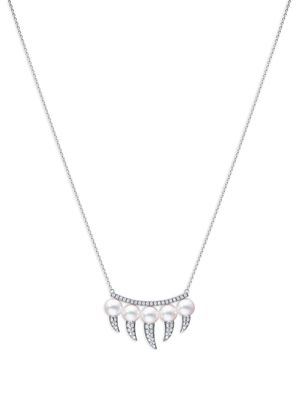 TASAKI 18kt white gold Danger Fang pearl and diamond necklace - Silver
