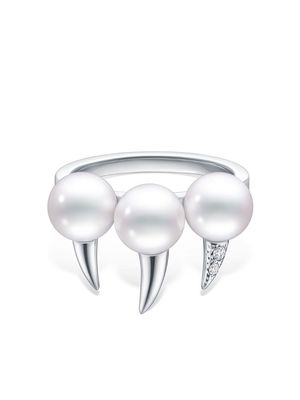 TASAKI 18kt white gold Danger Fang pearl and diamond ring - Silver