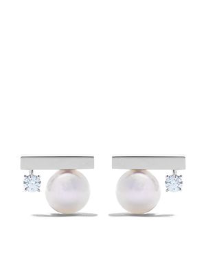 TASAKI 18kt white gold diamond Collection Line petit balance class earrings - Silver