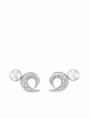 TASAKI 18kt white gold TASAKI Atelier Cove diamond and pearl earrings - Silver