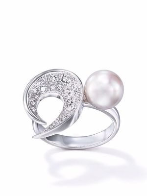 TASAKI 18kt white gold TASAKI Atelier Cove diamond and pearl ring - Silver