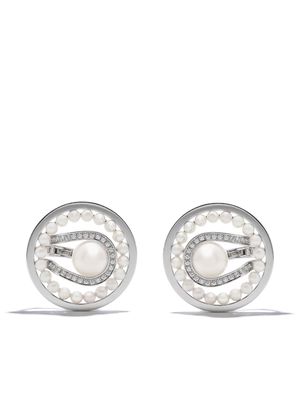 TASAKI 18kt white gold TASAKI Atelier Nacreous Akoya pearl and diamond ear clips - Silver