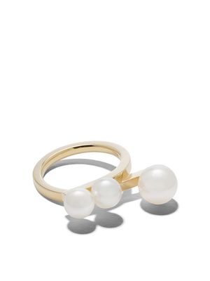 TASAKI 18kt yellow gold Collection Line Balance loop pearl ring