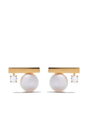 TASAKI 18kt yellow gold diamond Collection Line petit balance class earrings