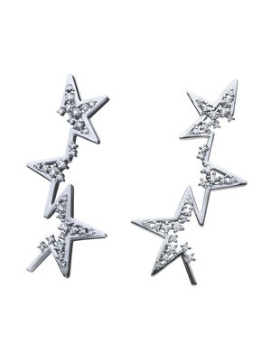 TASAKI platinum Collection Line Abstract Star diamond earrings - Silver