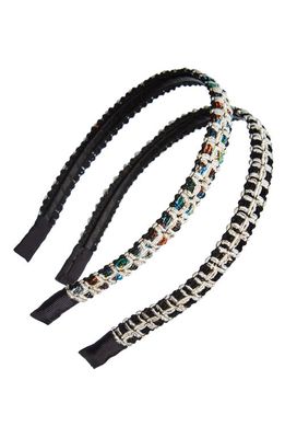 Tasha 2-Pack Bouclé Tweed Headbands in Black Multi