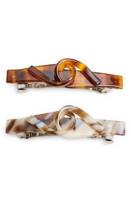 Tasha 2-Pack Knotted Barrettes in Tortoise/Dark Tortoise