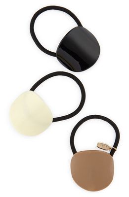 Tasha 3-Pack Assorted Ponytail Holders in Black Ivory Taupe