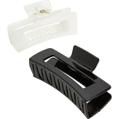 Tasha Assorted 2-Pack Chrome Claw Clips in Blackcream