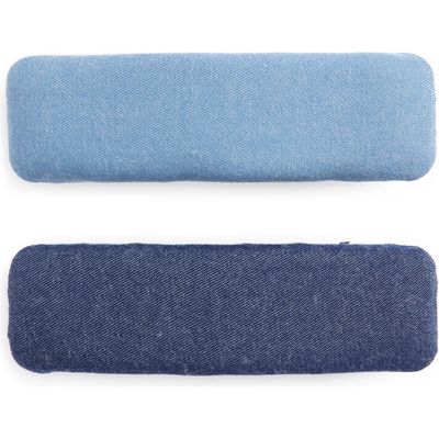 Tasha Assorted 2-Pack Denim Barrettes in Darkdenimlightdenim