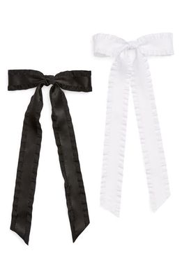 Tasha Assorted 2-Pack Lace Bow Barrettes in Black/White