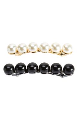Tasha Assorted 2-Pack Pearly Bead Hair Clips in Ivory/Black