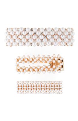 Tasha Assorted 3-Pack Imitation Pearl Hair Clips in Gold