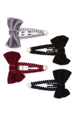 Tasha Assorted 4-Pack Velvet Hair Clips in Burgundy/Grey/Navy/Black
