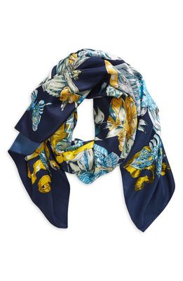 Tasha Butterfly Floral Print Scarf in Navy