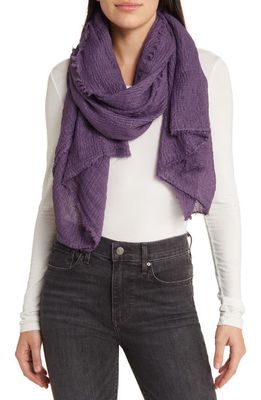 Tasha Crinkle Fringe Scarf in Purple