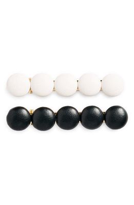 Tasha Dot 2-Pack Hair Clips in White/Black