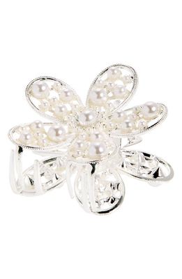 Tasha Imitation Pearl Flower Claw Clip in Silver