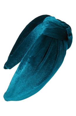 Tasha Knotted Velvet Headband in Blue
