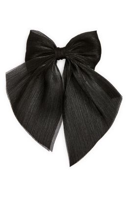 Tasha Metallic Bow Barrette in Black